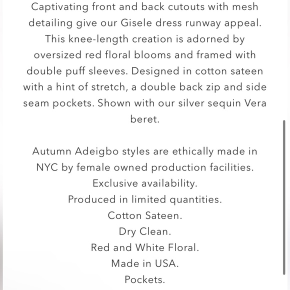 Autumn Adeigbo Gisele Red White Floral Cutout Dress NWT $625 - Picture 14 of 14